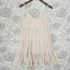 KLD Cotton Spaghetti Strap Striped‎ Tuni Mini Dress Size S 8375